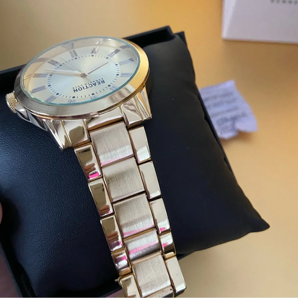 NEW Kenneth Cole Reaction Men's Champagne Dial 3 Hands Movement Watch, 4…